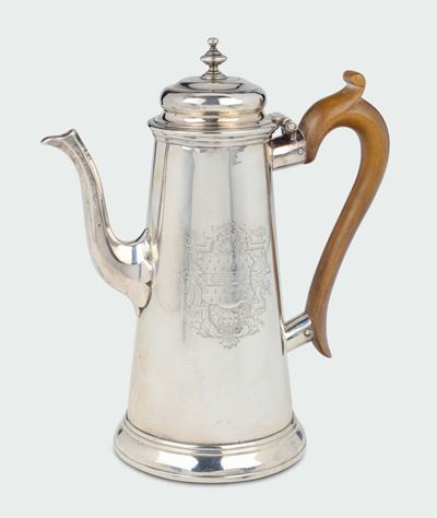 Caffettiera in Argento, Argentiere Robert Brown, Londra 1733