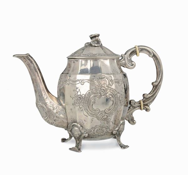A silver tea-pot, German marks, late 19th century