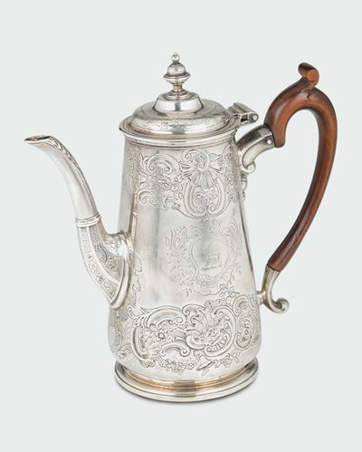 Caffettiera in Argento, Argentiere Robert Calder Wood, Dublino 1741