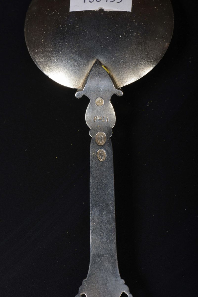 Cucchiaio Spargizucchero in Argento, Argentiere Am, Copenaghen 1854