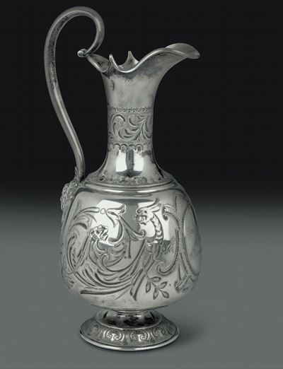 Brocca in Argento Sbalzato e Cesellato, Copenaghen 1891