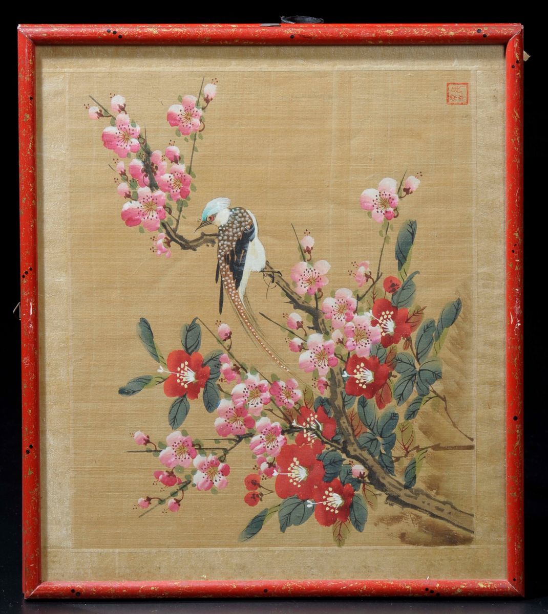 Quattro Dipinti su Carta Incorniciati Raffiguranti Uccelli e Fiori, Cina, XX Secolo