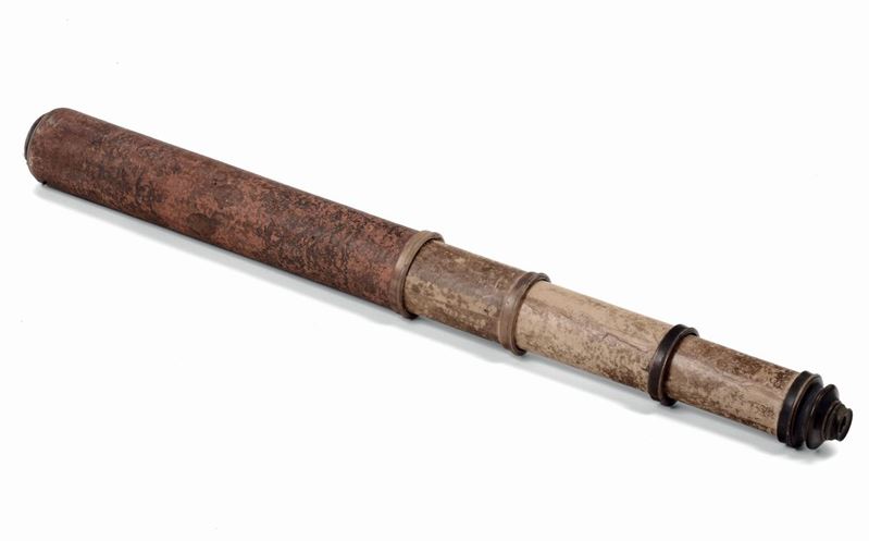 Cannocchiale da marina in pelle e cartone, XIX secolo  - Auction Antique and Old Masters - I - Cambi Casa d'Aste