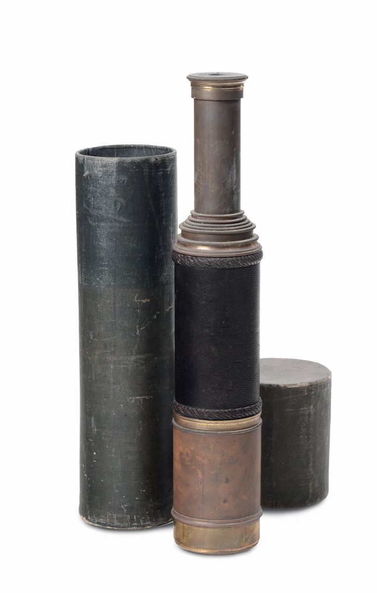 Cannocchiale da marina in ottone e pelle, Francia  - Auction Antique and Old Masters - I - Cambi Casa d'Aste