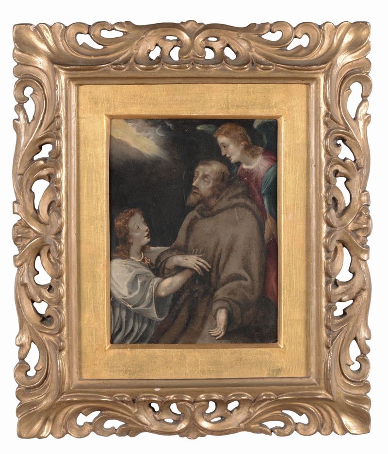 Scuola del XVIII secolo Santo con angeli  - Asta Antiquariato e Dipinti Antichi - I - Cambi Casa d'Aste