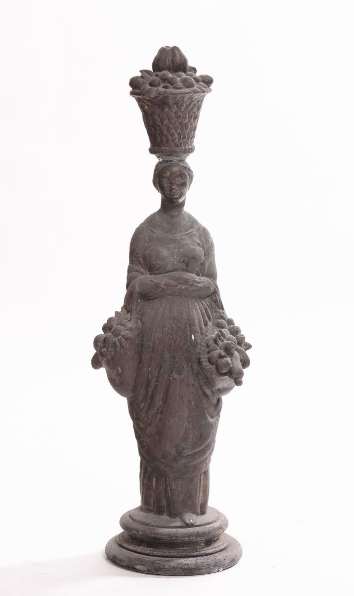 Scultura in metallo raffigurante figura di Pomona stante  - Auction Antique and Old Masters - I - Cambi Casa d'Aste