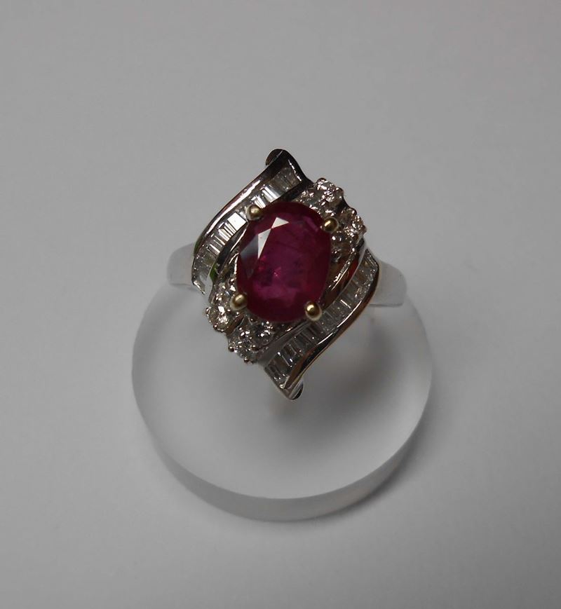 A ruby and diamond ring  - Auction Fine Jewels - II - Cambi Casa d'Aste