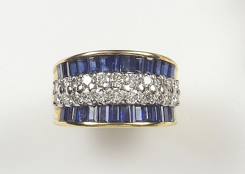 Anello con diamanti e zaffiri  - Auction Antique and Old Masters - I - Cambi Casa d'Aste