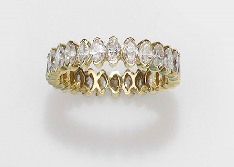 Anello a rivière con diamanti taglio navette  - Asta Fine Jewels - II - Cambi Casa d'Aste