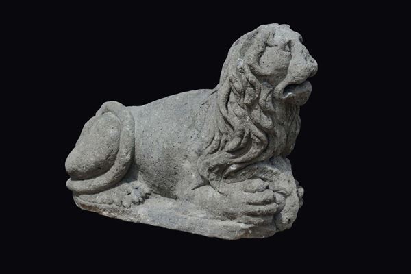 A stone crouched lion, central Italy, 16th century