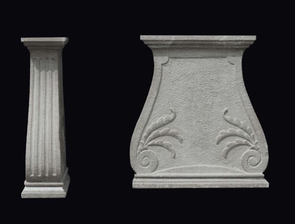Coppia di basamenti per tavolo in pietra scolpita, Italia XVII secolo