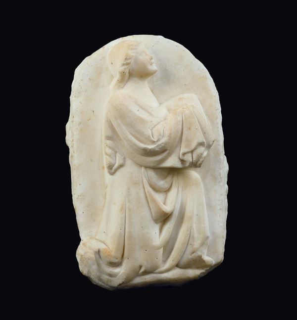 Figura di offerente in marmo bianco, Toscana, XV secolo