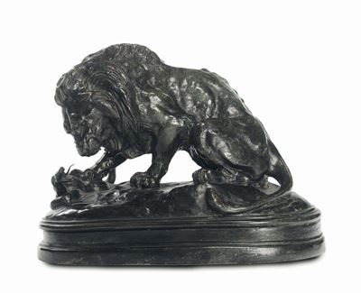 Antoine-loius Barye (1795-1875), Bottega Dileone che Lotta con un Serpente