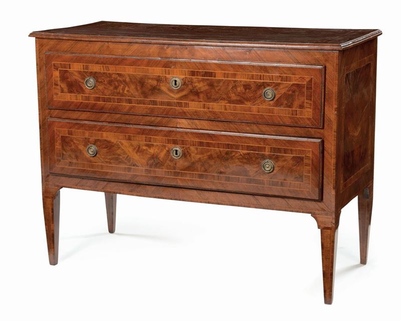 Comò lastronato in radica e noce, Lombardia XVIII secolo  - Auction Antique and Old Masters - I - Cambi Casa d'Aste