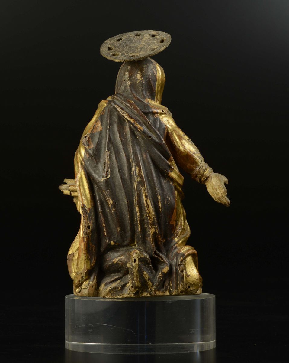 Scultura in Legno Dorato e Policromo Raffigurante Vergine Annunciata, Scultore Attivo in Veneto o...