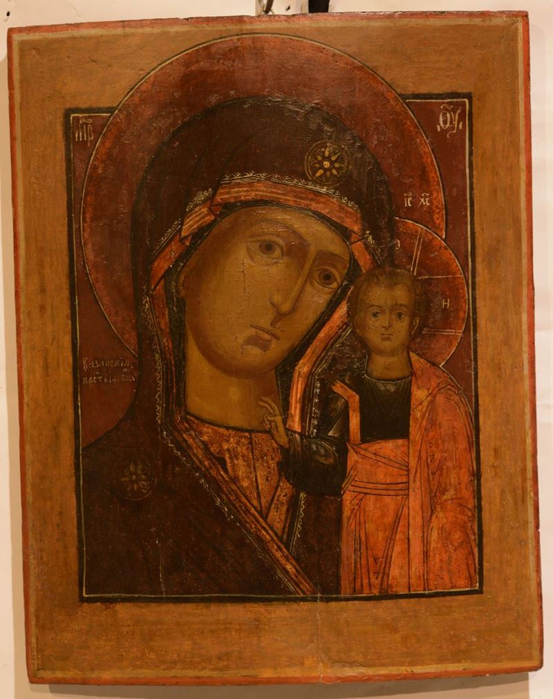 Icona raffigurante Madonna con Bambino, Russia XIX secolo  - Auction Antique and Old Masters - I - Cambi Casa d'Aste