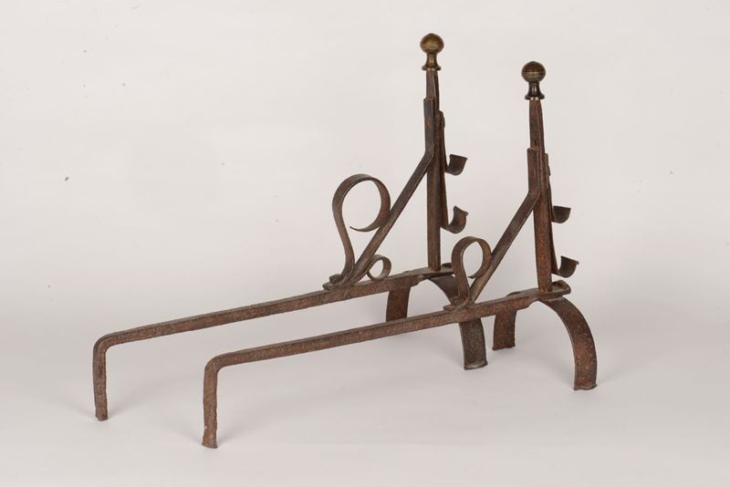 Coppia di alari in ferro battuto  - Asta Antiquariato e Dipinti Antichi - I - Cambi Casa d'Aste