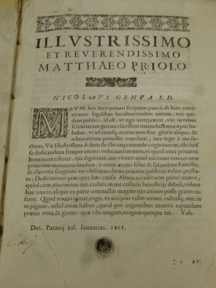 Giuridica - Seicentinenicolaus De Passeribus a Genua