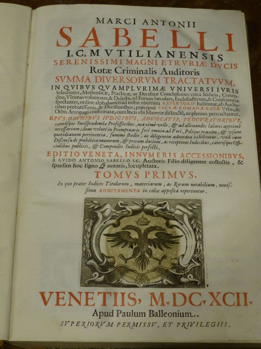 Giuridica - Seicentinemarcii Antonii Sabelli