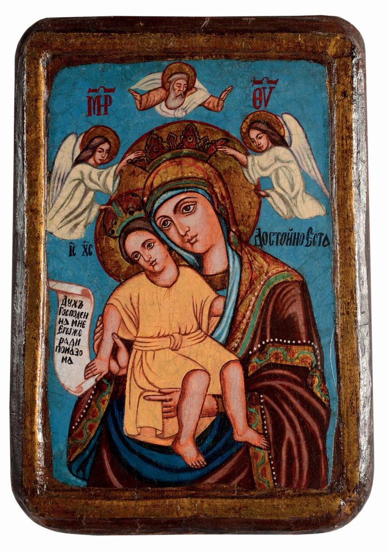 Icona raffigurante Madonna di Kikkos, XIX secolo  - Auction Antique and Old Masters - I - Cambi Casa d'Aste