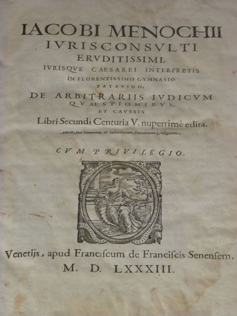 Giuridica - Cinquecentine Jacobi Menochi  - Auction Old and Rare Manuscripts and Books - Cambi Casa d'Aste
