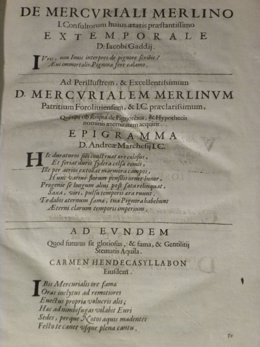 Giuridica - Seicentinemercurialem Merlini (ferdinando Mediceo),