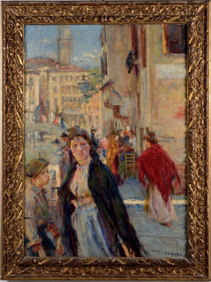 Umberto Veruda (1868-1904) Veduta con figura femminile  - Asta Antiquariato e Dipinti Antichi - I - Cambi Casa d'Aste
