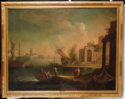 Francesco Antoniani (milano 1700/1710- Torino 1775)porto di Fantasia