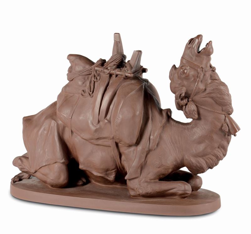 Cammello seduto in ceramica dipinta, Bottger Steinzeug  - Asta Antiquariato e Dipinti Antichi - I - Cambi Casa d'Aste