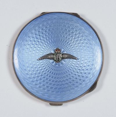 Piccolo Porta Cipria in Argento e Smalto Azzurro della Raf, Inghilterra