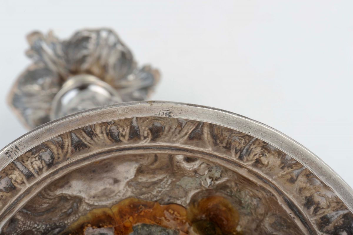 Importante Ostensorio in Bronzo e Argento Fuso, Cesellato e Dorato, Napoli o Sicilia Seconda Metà...