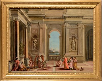 Alberto Carlieri (roma 1762 - 1720)capriccio Architettonico con Figure