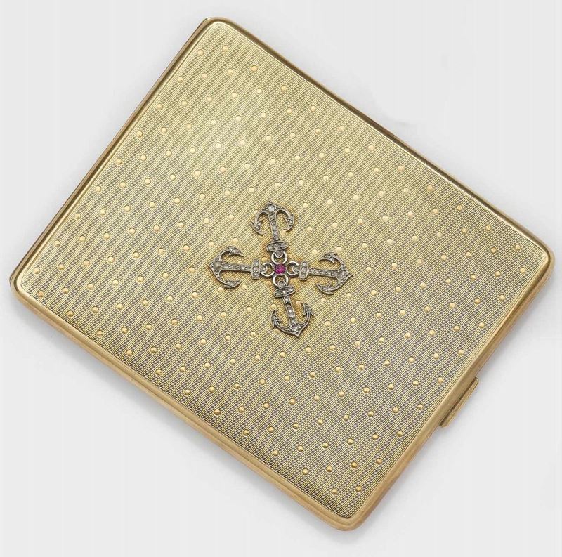 A 9Kt gold cigarette case  - Auction Fine Jewels - II - Cambi Casa d'Aste