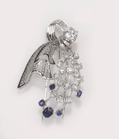 Spilla con Zaffiri e Diamanti