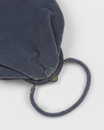 Borsetta in Velluto Blu con Chiusura in Oro e Zaffiri