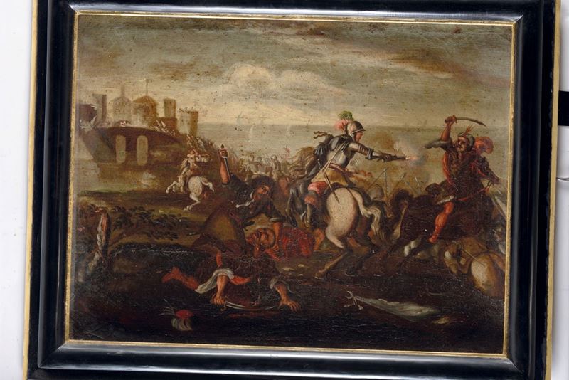 Scuola del XVIII secolo Scena di battaglia  - Auction Antique and Old Masters - I - Cambi Casa d'Aste