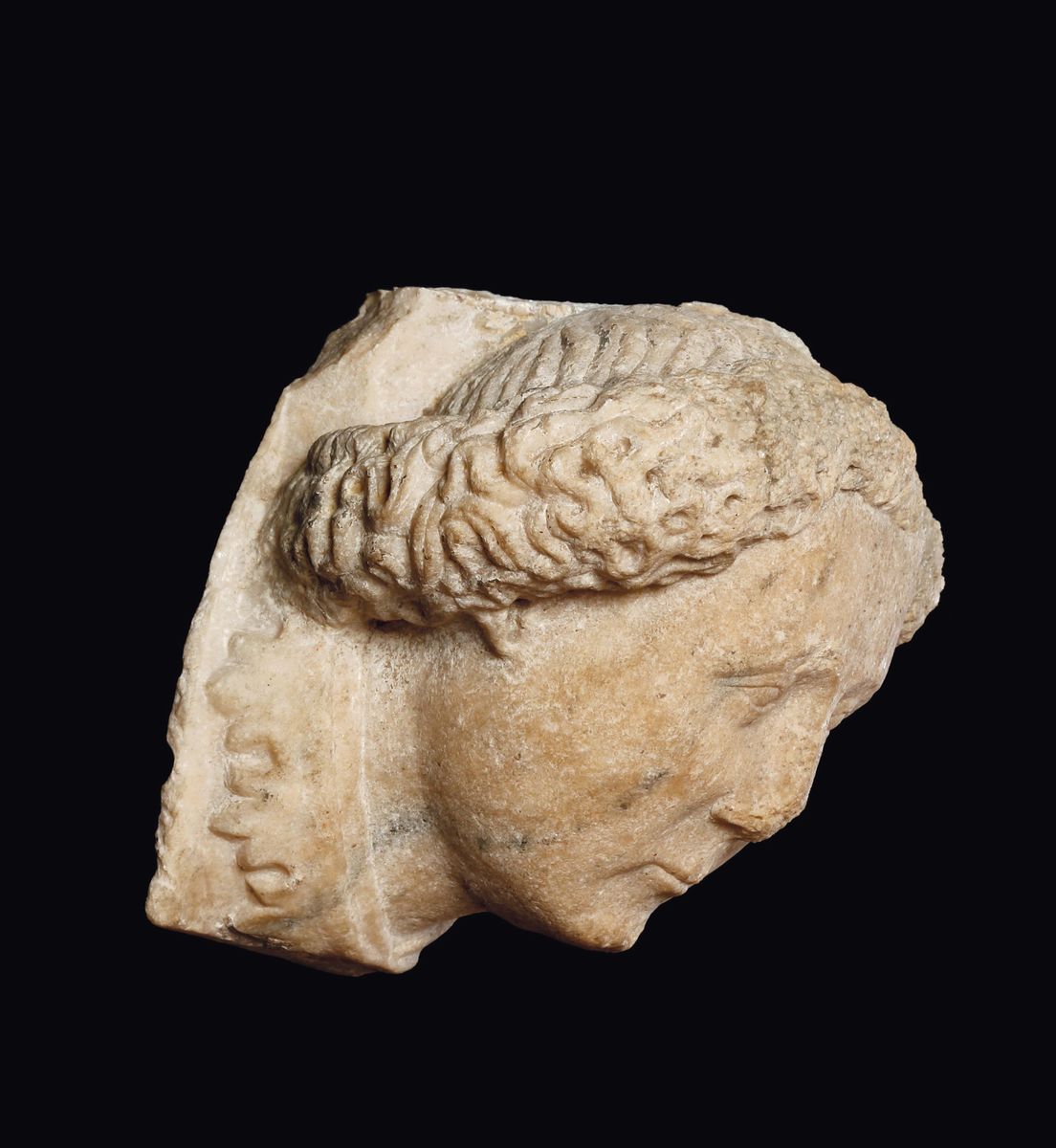 Testa di Diacono in Marmo, Arte Gotica Francese, Probabilmente Borgogna, del XIV Secolo