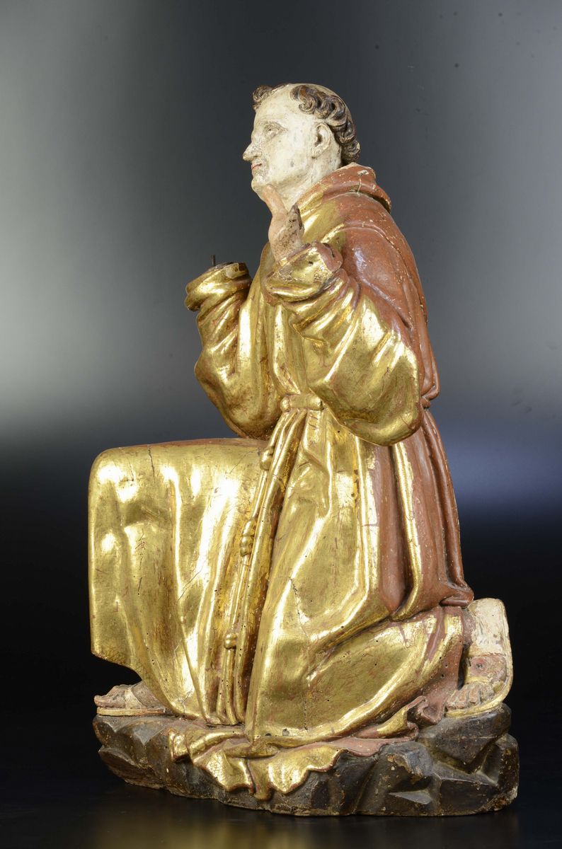 Scultura in Legno Dorato e Policromo Raffigurante San Francesco che Riceve le Stigmate, Scultore ...