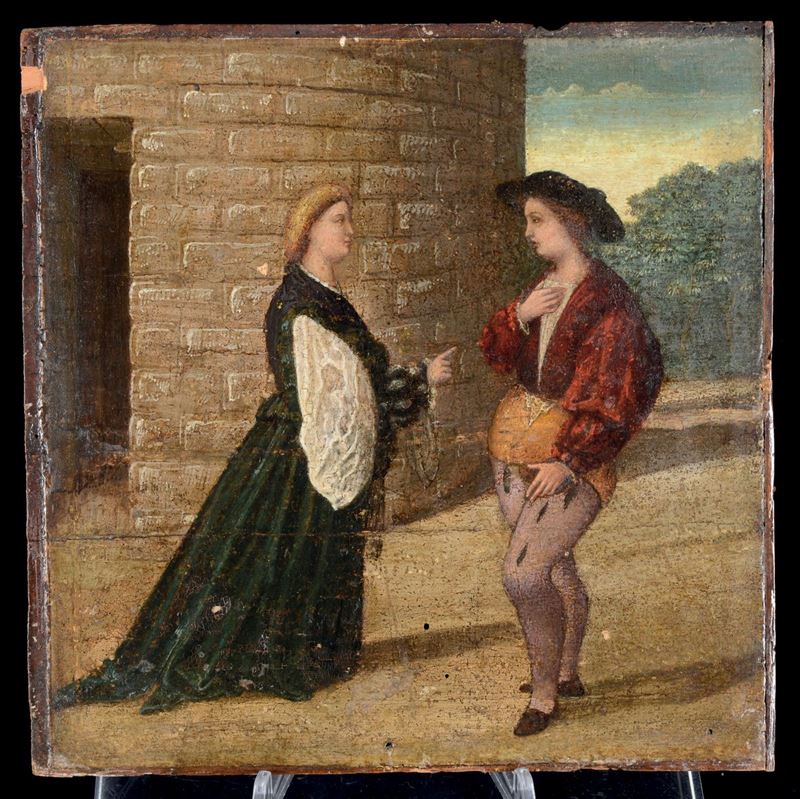 Scuola del XVII secolo Giovani amanti  - Asta Antiquariato e Dipinti Antichi - I - Cambi Casa d'Aste
