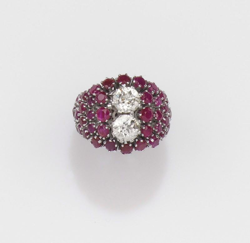 A diamond and ruby ring  - Auction Fine Jewels - II - Cambi Casa d'Aste