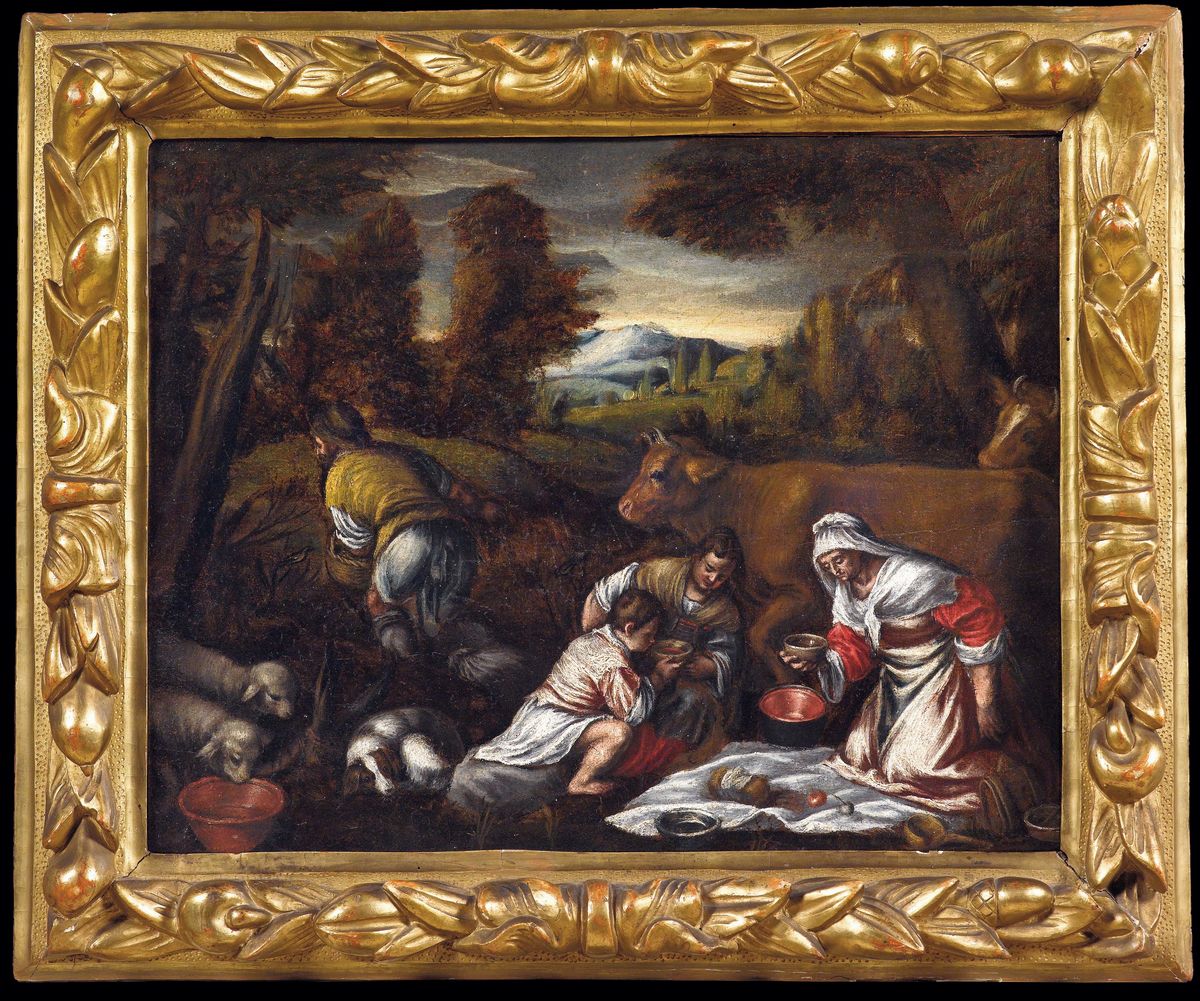 Jacopo Bassano (bassano del Grappa 1510/18- 1592), Cerchia Dipaesaggi con Figure