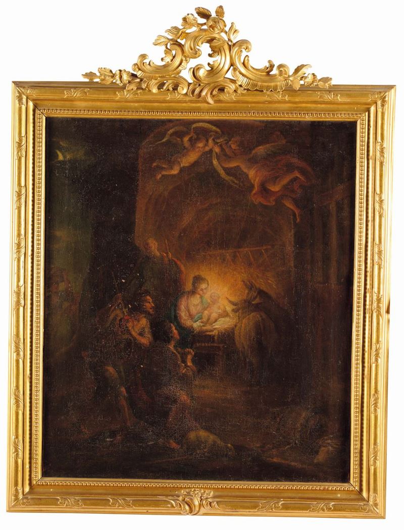 Scuola del XVIII secolo Adorazione dei pastori  - Asta Antiquariato - Cambi Casa d'Aste