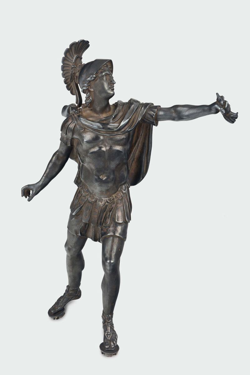 Scultura in argento raffigurante guerriero greco in armatura, Inghilterra XX secolo  - Asta Fine Silvers - I - Cambi Casa d'Aste