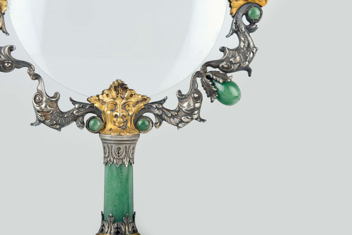 Lente in Argento e Pietre Dure, Argentiere Italiano della Seconda Metà del XX Secolo
