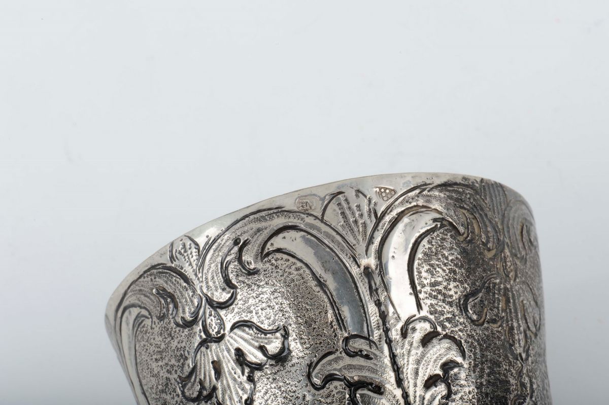 Copa con Coperchio in Argento Fuso, Sbalzato e Cesellato, Ausburg Seconda Metà del XVII Secolo, A...