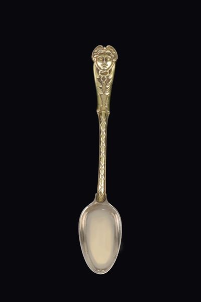 Cucchiaio da Portata in Argento Fuso, Sbalzato e Cesellato, Punzone di Roma 1771-1773, Numero 133...