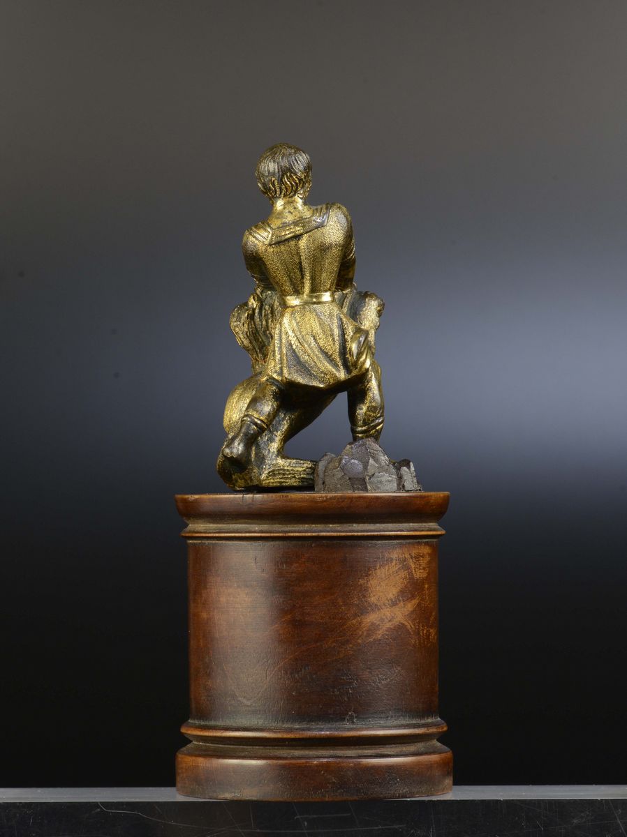 Scultura in Bronzo Fuso, Cesellato e Dorato Raffigurante Sansone che Squarcia il Leone, Germania ...