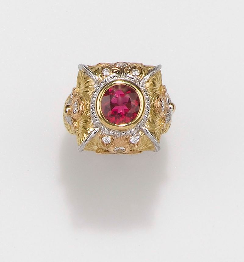 Cazzaniga. Anello con rubellite  - Asta Fine Jewels - II - Cambi Casa d'Aste
