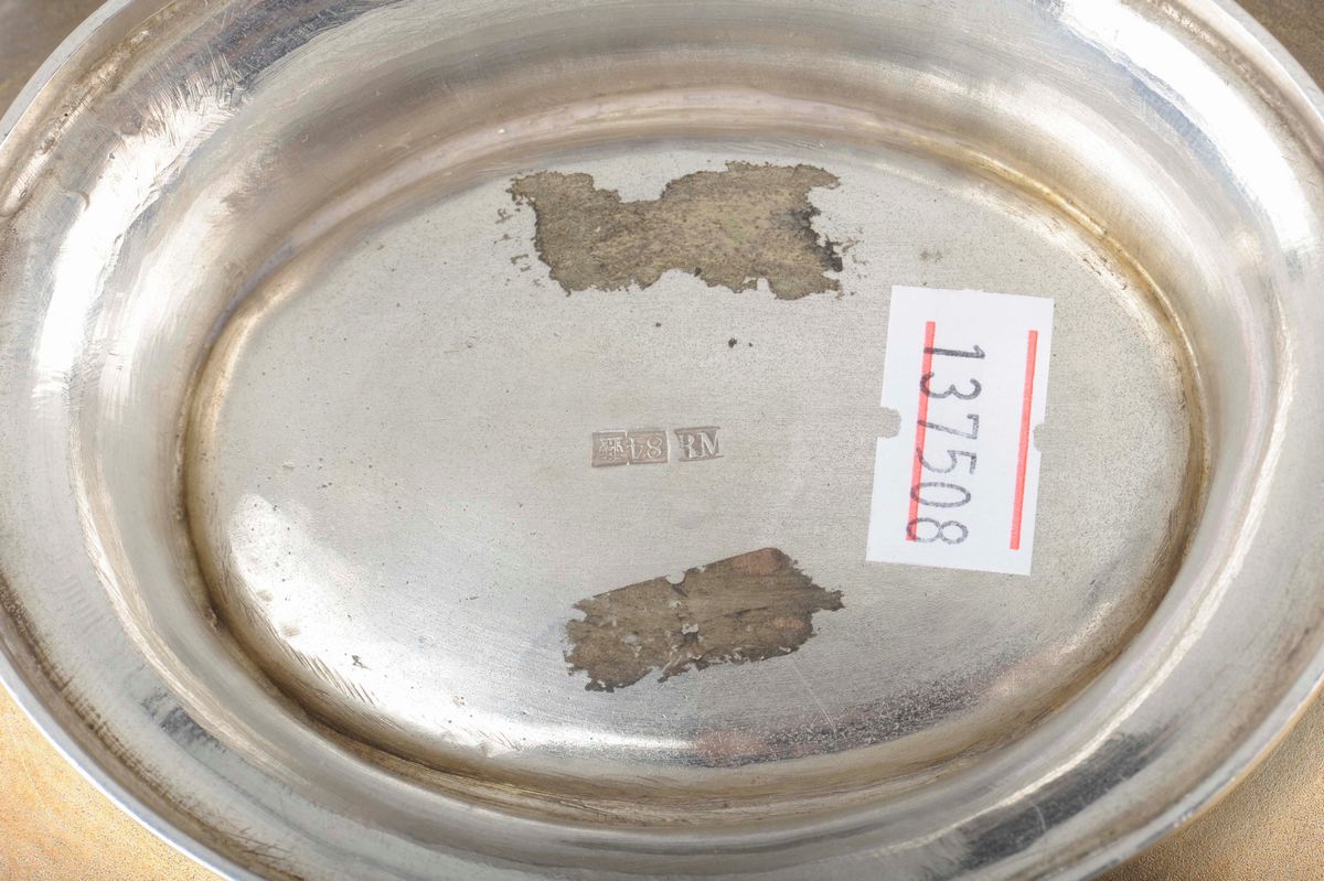 Cestino in Argento Sbalzato, Punzoni di Titolo Russi in Uso dal 1882