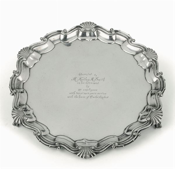 An embossed silver salver, Sheffield 1927